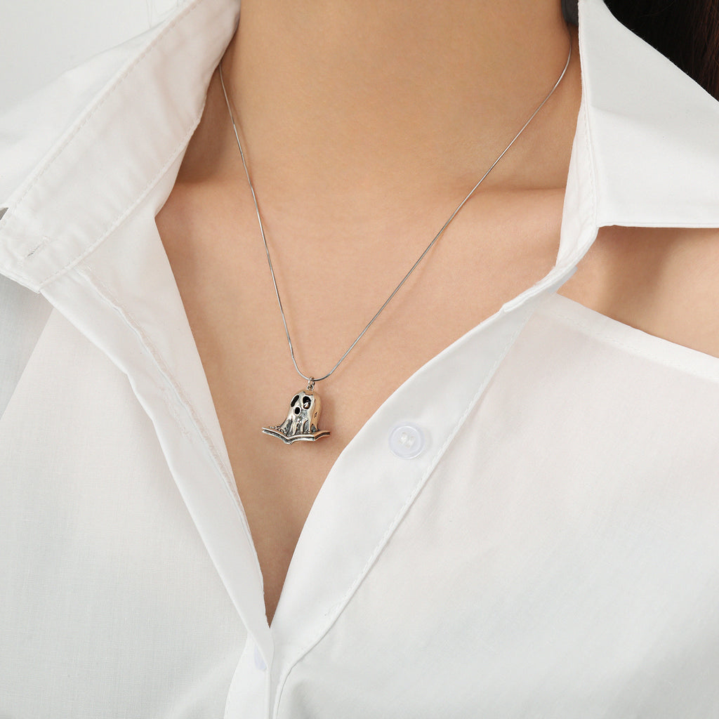 Vintage Book Ghost Necklace