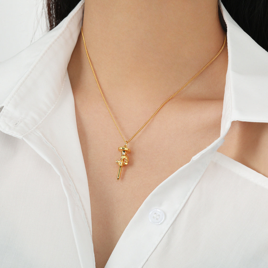 Skull Head Nail Necklace