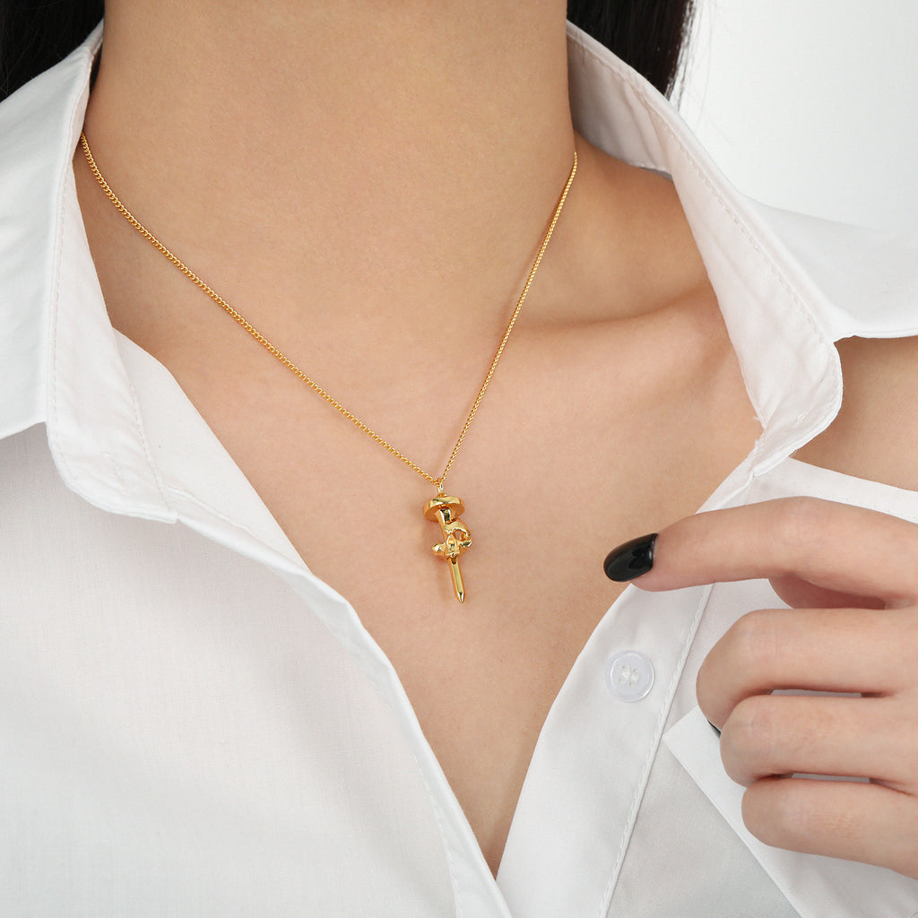 Skull Head Nail Necklace