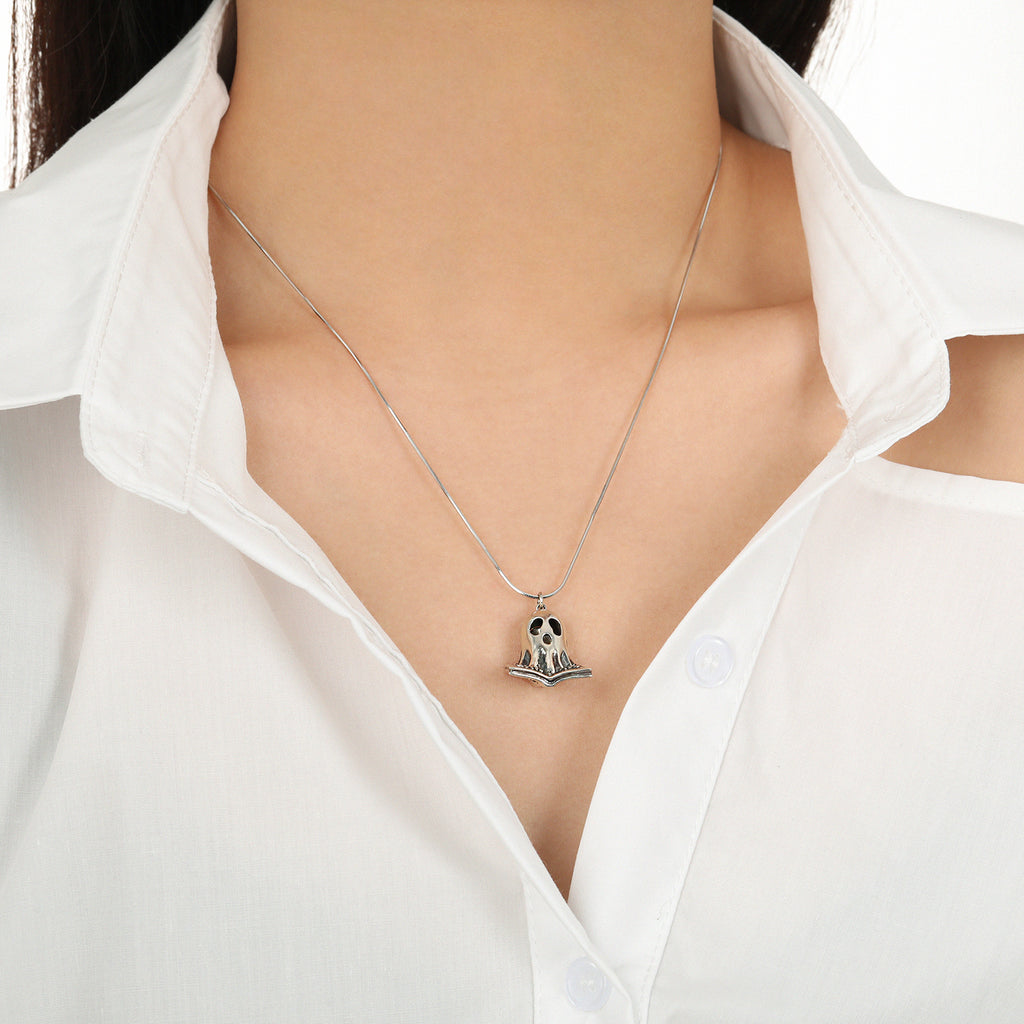 Vintage Book Ghost Necklace